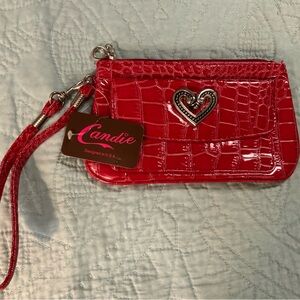 Candies Red Croc-Embossed Wristlet